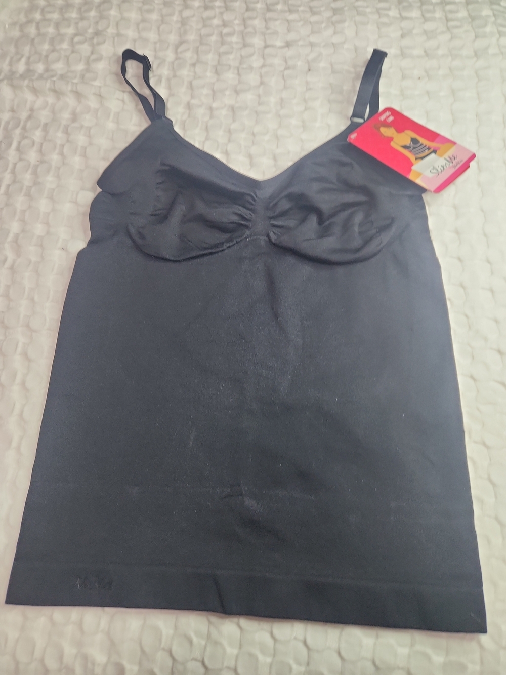 Black Seamless Shelf-Bra Camisole with Adjustable Straps